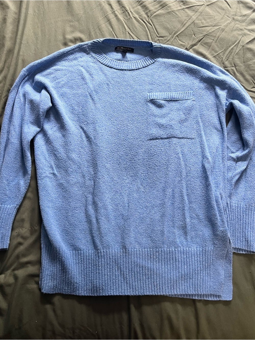 Banana Republic Men’s Light Blue Crewneck Sweater with Chest Pocket